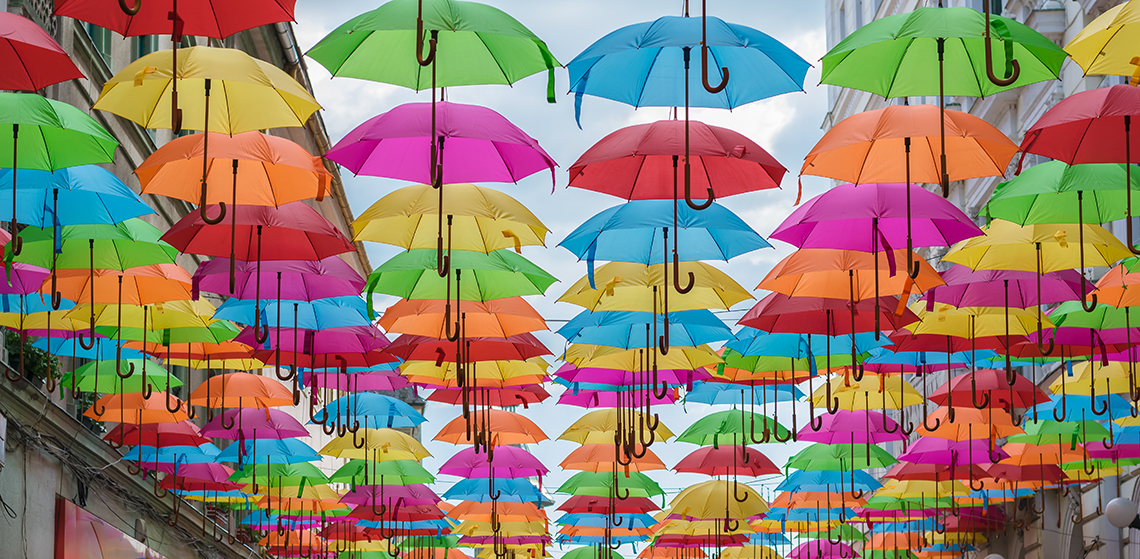 Colorful umbrellas decoration